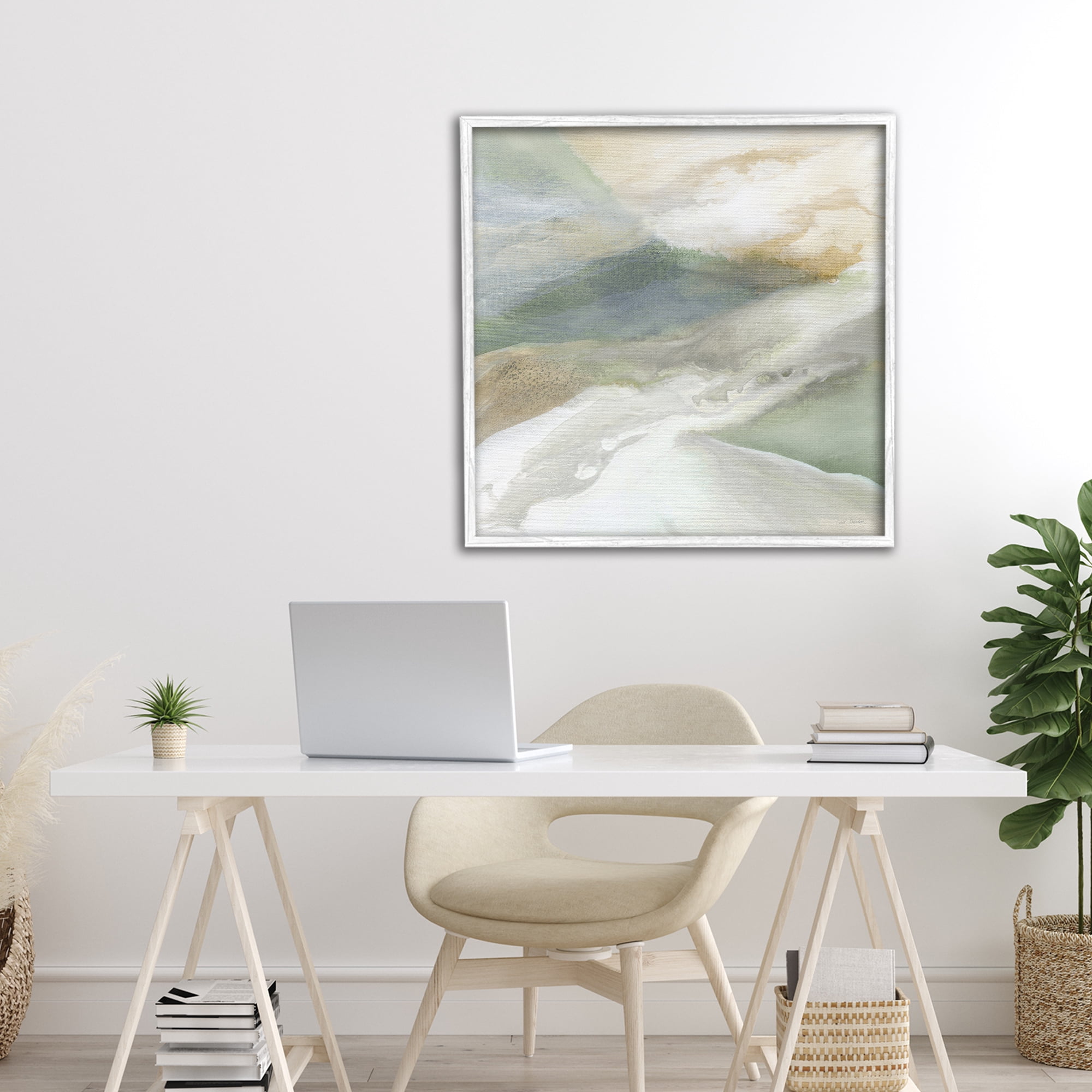 Stupell Industries Serene Mist Over Rolling Fields White Framed Giclee Art, design by Carol Robinson