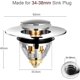 thumbnail image 4 of Universal Pop-up Sink Drain, Anti-clog Drain Filter, Stainless Steel And Pure Copper Bathtub Drain, Anti-odor Hair Filter For 34-38mm Holes, 4 of 5