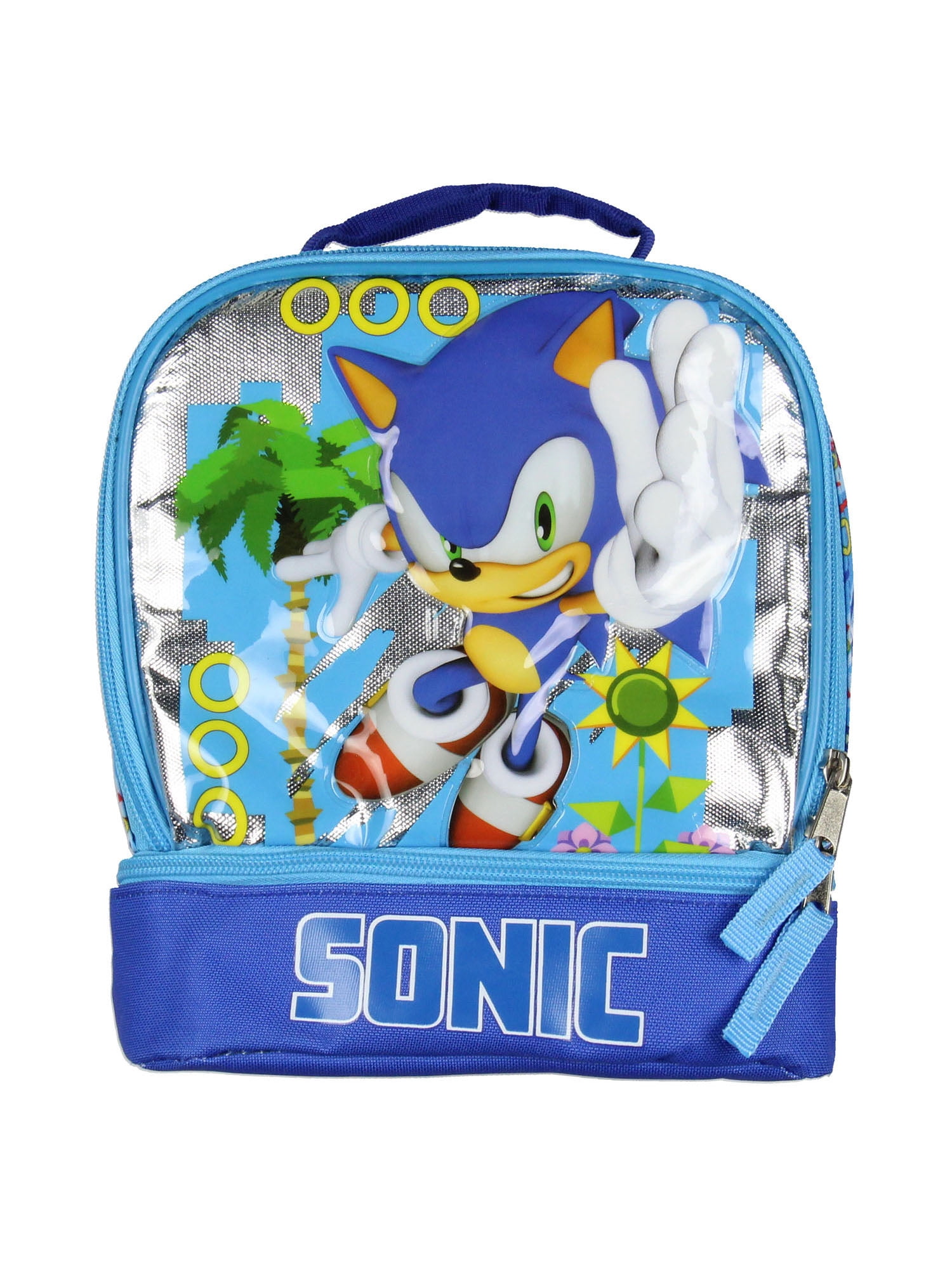 Sonic The Hedgehog I'm Outta Here Dual Compartment Insulated Lunch Box Bag Tote 10"