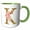 Green/White, variant on 3drose, Elegant Image and Gold Boho Flower Monogram Initial K, 11oz Two-tone Red Mug