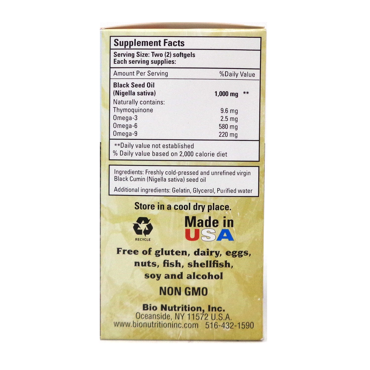 Buy Bio Nutrition Premium Black Seed Oil 1000 mg. 90 Softgels