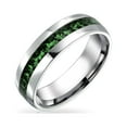 thumbnail image 1 of Classic Green May Birthstone Month Crystal Eternity Band Ring Stainless Steel, 1 of 5