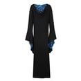 thumbnail image 4 of Women's Gothic Ruffle Bell Sleeve Corset Halloween Costume Plus Size Dress Pattern Print Necklace Trim Dress, 4 of 4