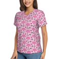 thumbnail image 2 of Vsdgher Cool Flamingos Women Shirts V Neck Short Sleeve Tops T-Shirt Basic Tees, S to 3XLSmall, 2 of 5