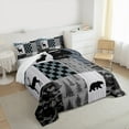 thumbnail image 3 of Manfei Hunting Moose Bear Bedding Comforter Set, Gray Black Blue Rustic Plaid Twin Comforter Sets, Nature Adventure Theme Bedding Set, Luxury Bedroom Decor, 3 of 8