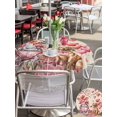 thumbnail image 4 of Outdoor Tablecloth with Umbrella Hole and Zipper, Valentine's Day Round Table Cloth 54 Inch Waterproof Tablecloth, Watercolor Love Roses Dog Truck Beige Picnic Table Cover for Patio Camping, 4 of 7
