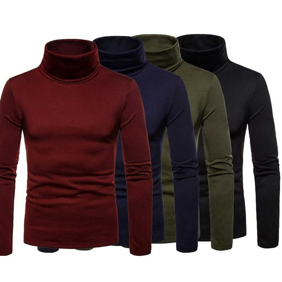 Men's Thermal High Collar Turtle Neck Skivvy Long Sleeve Sweater Stretch T-Shirt