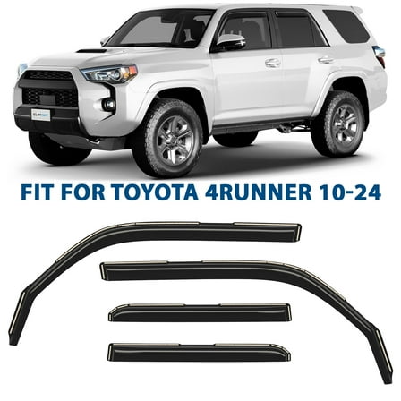 CLIM ART in-Channel Incredibly Durable Rain Guards for Toyota 4Runner 2010-2024, Original Window Deflectors, Vent Deflector, Vent Window Visors, Dark Smoke Truck Accessories, 4 pcs- 610080LP