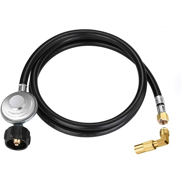 WADEO 6FT Propane Regulator Hose with 90 Degree Elbow Adapter for Blackstone 17" and 22" Table Grill and Most LP Gas Grill with 3/8'' Connect Fitting