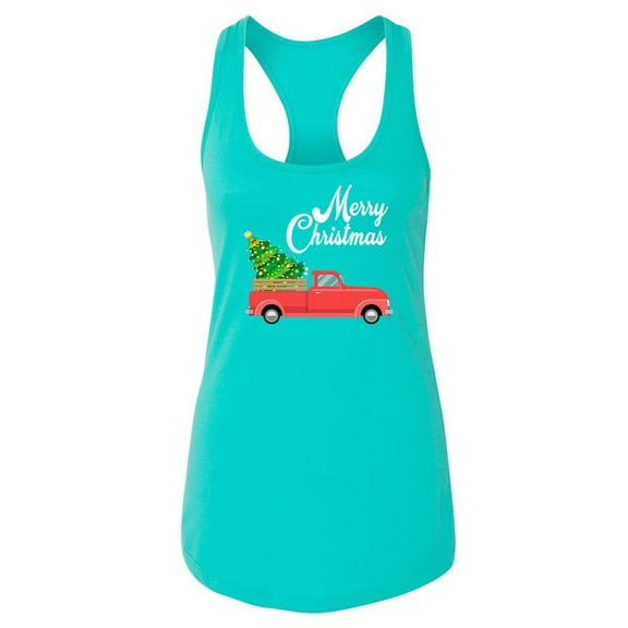 Merry Christmas Truck Racerback Tank Women -SPIdeals Designs, Female Medium