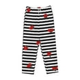 thumbnail image 4 of Balery Ladybugs on Black and White Striped print Women's Pajama Pants,Ultra Lightweight Pjs,Lounge Pant-XX-Large, 4 of 9