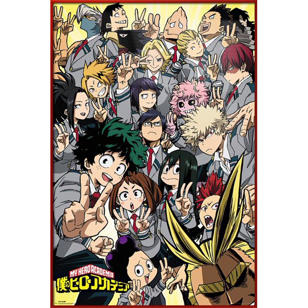 My Hero Academia Framed Manga Anime Tv Show Poster Character Montage Size 25 X 37 Red Plastic Frame Walmart Com