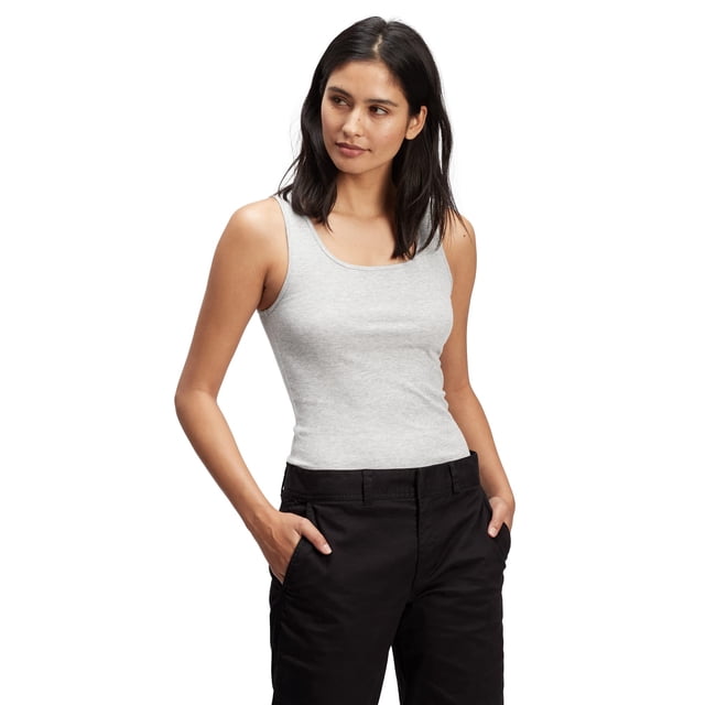 Camiseta sin mangas GAP acanalada para mujer gris claro talla XXL