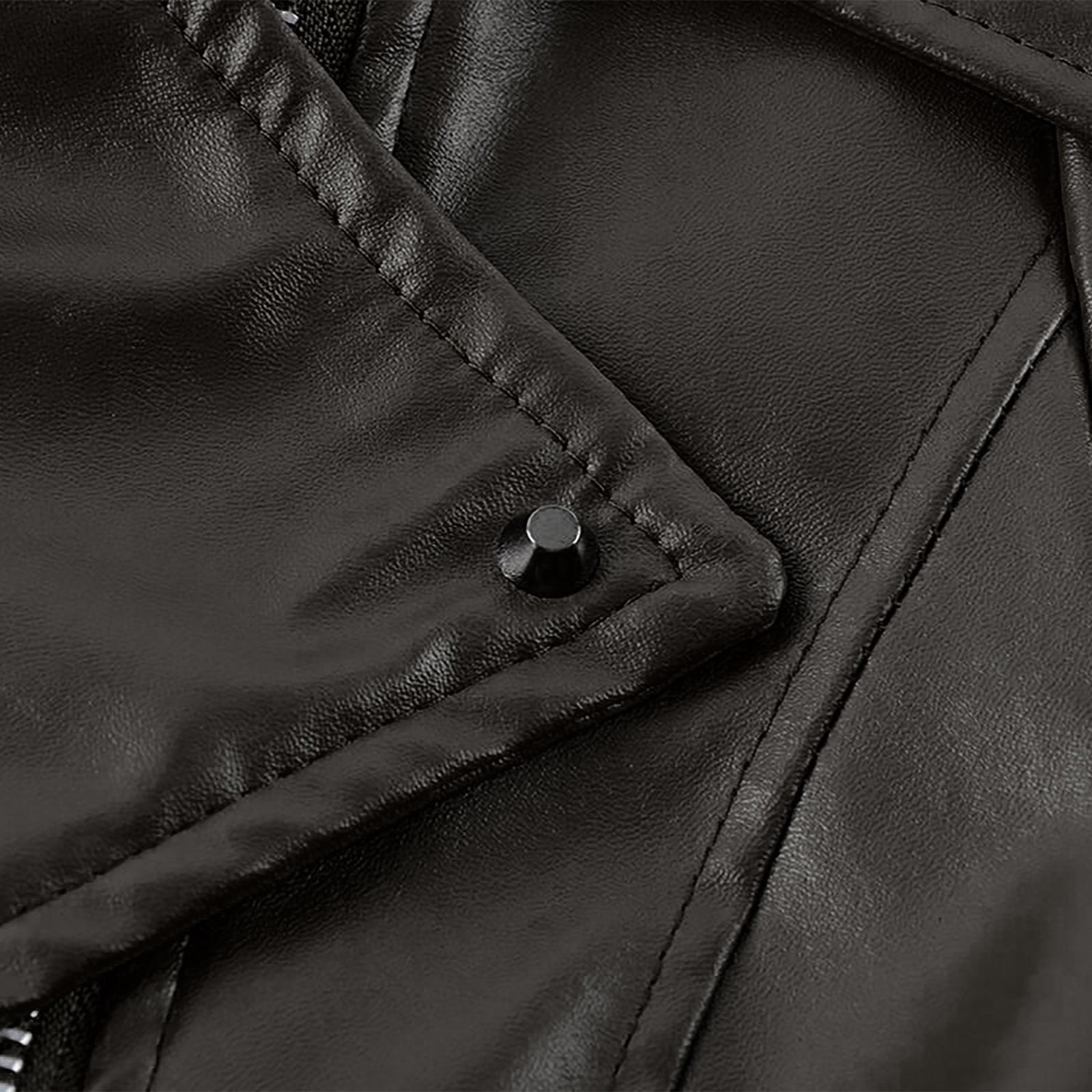 Olyvenn Women Cool Faux Biker Leather Jacket Women's Plus Long Sleeve Zipper Two Wear Fitted Coat Fall Short Jacket Female Outwear Black L