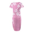 thumbnail image 2 of Ovzne Robes d'Été pour Femmes 2025 Robe pour Femme Mode Robe Décontractée Imprimée à Manches Courtes Col Rond avec Poches Robe de Printemps Manches Courtes Imprimée Liquidation, 2 of 4