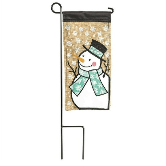 Magnolia Gardens M040095 4 x 8 in. Snowman Mini Double Applique Garden Flag