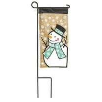 Magnolia Gardens M040095 4 x 8 in. Snowman Mini Double Applique Garden Flag