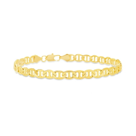 Chain Mens Bracelet - Mens Mariner Chain Bracelet in Yellow Gold Plated Brass