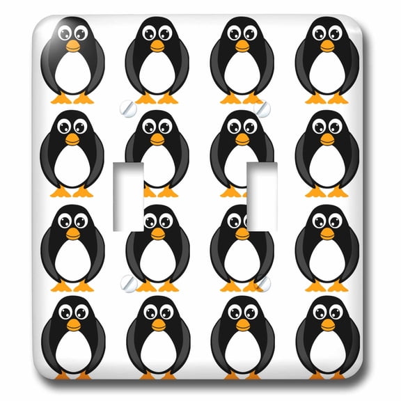 3dRose, Cute Penguin White Print, double toggle switch