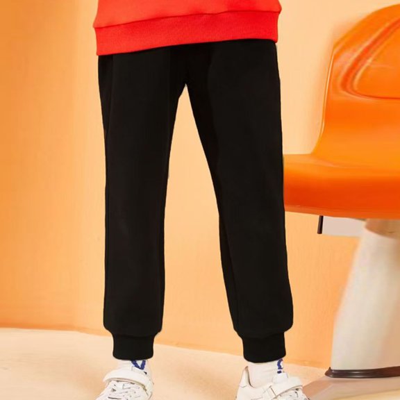 MKOSPLRT Fleece Lined Sweatpants for Kid Elastic Waist Baggy Cinch Bottom Athletic Pants Basic Solid Color Lounge Running Pants 7-15 Years