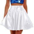 thumbnail image 2 of ALLLIST Party Skirt for Women White Mini Skirt Pleated Glossy High Waist Solid A Frame Teen Skirt, 2 of 4
