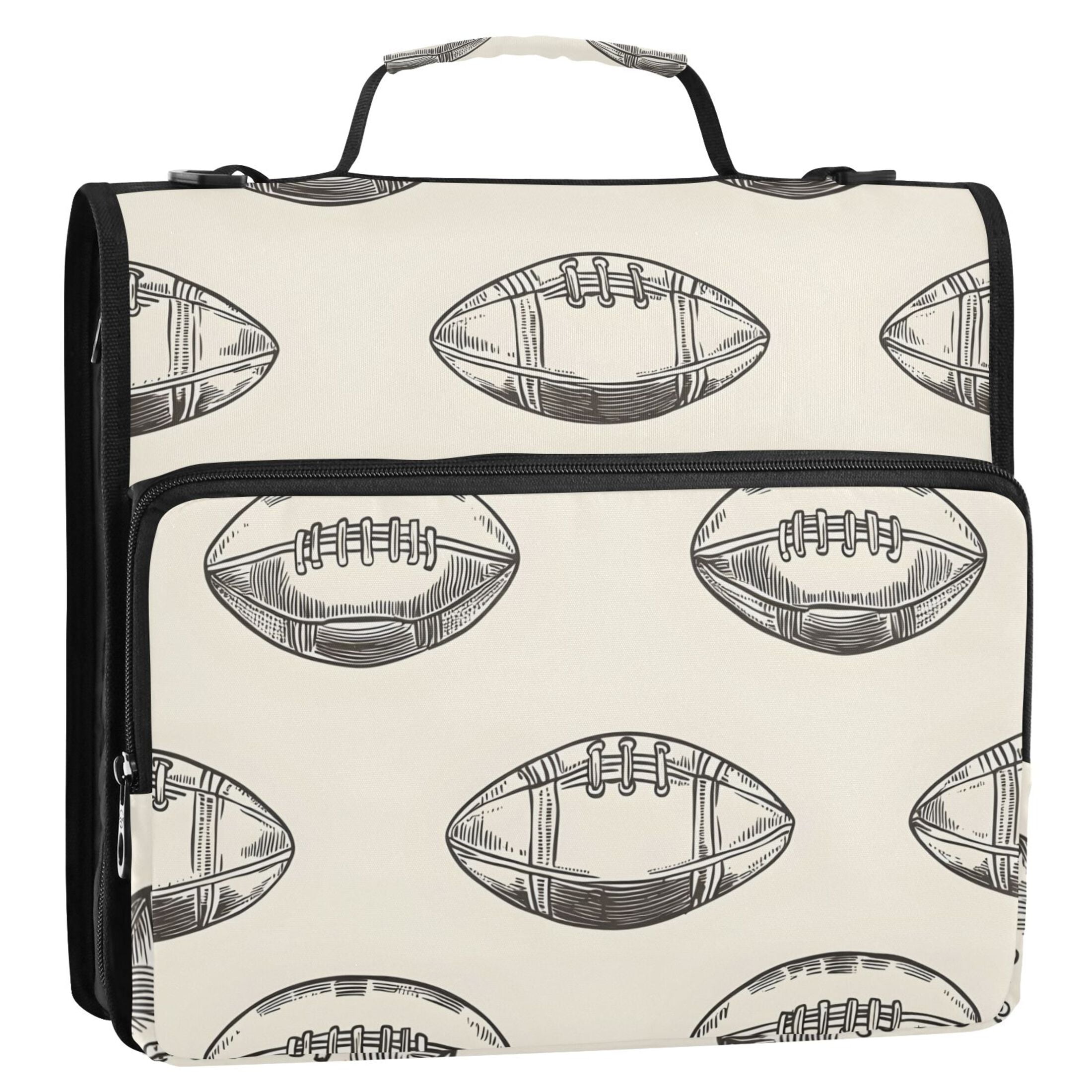 ALAZA Zipper Binder Football Retro Rugby 3 Ring Trapper Keeper File Folder Organizer Bag