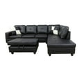 thumbnail image 4 of Ainehome Furniture Black Faux Leather 3 Piece Sectional Sofa Couch Set, L-Shaped Modern Sofa with Chaise Storage Ottoman for Living Room Furniture, Right Hand Facing, 4 of 7