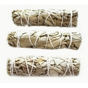 3 Pack - California White Sage Smudge Mini Travel Stick 4" Positive Energy Cleansing Home Purification Wikka Ceremony (3)