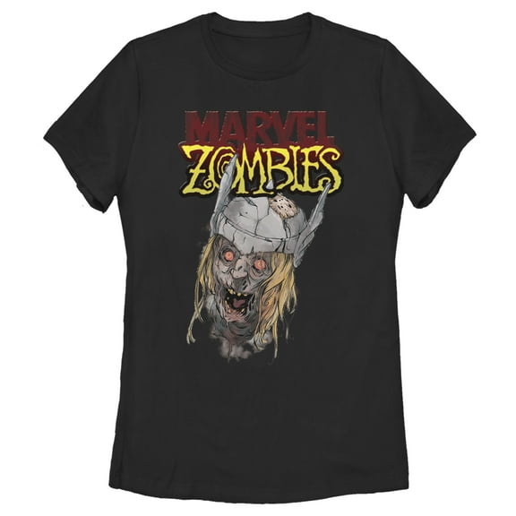 Women's Marvel Zombies Thor Face Graphic Tee Black Small