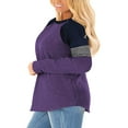 thumbnail image 5 of LANREMON Fall Casual Crew Neck Oversized T Shirts for Women Cute Striped Long Sleeve Plus Size Tunic Tops Blouse Purple 22 Plus, 5 of 6