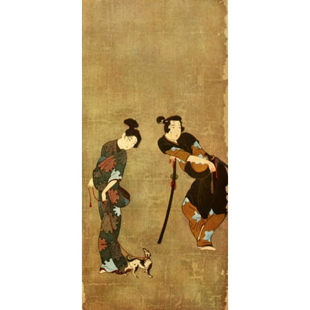 4 Panel Screen China - A panel from the Hikone screen Epochs of Chinese & Japanese Art 1912 Canvas Art - Iwasa Matahei (24 x 36)