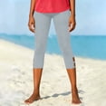 thumbnail image 4 of Xdegoge Womens Capri Leggings Yoga High Waisted Stretchy Athletic Cropped Pants with Cutout Hem Detail Gym Running Fitness Casual Summer Activewear, 4 of 7