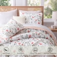 thumbnail image 3 of Exclusivo Mezcla Floral Queen Comforter Set, 3 Pieces Queen Size Lightweight Bedding Comforters, Pink Botanical Flowers Pattern, 3 of 8