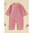 thumbnail image 4 of aturustex Baby Classic Plaid Loungewear for Toddler Girls Boys Pajamas Rompers 0 3M 6M 12M 18M 24M Infant Turn Down Collar Jumpsuits Long Sleeve BodysCute Daily Spring Fall Sleepwear Outfits, 4 of 7