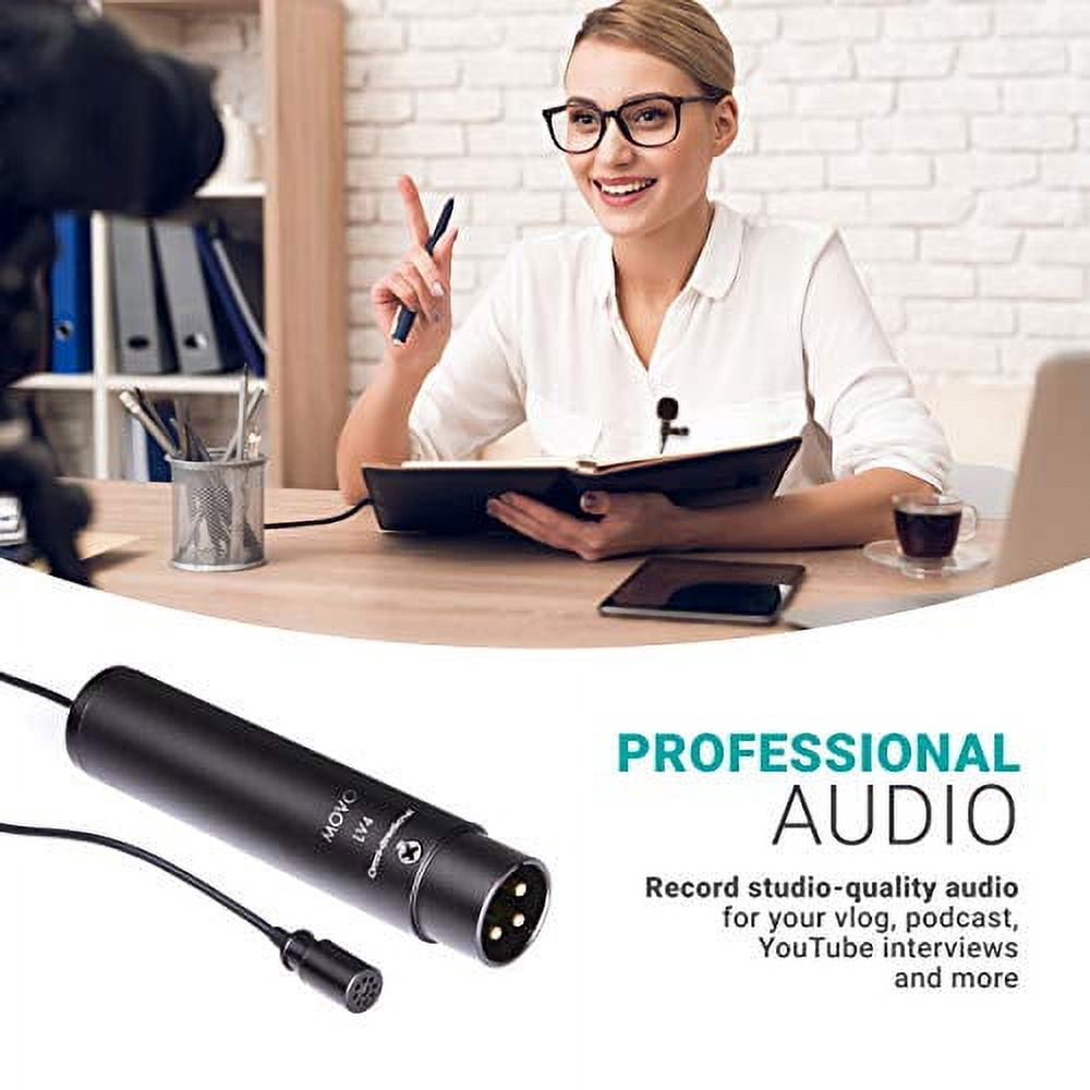 Movo Photo LV4-O2 Clip-On Omnidirectional Lavalier Microphone with XLR Connector, Pair