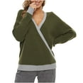 thumbnail image 1 of Yuyuzo Sweater Blouses Long Sleeve V Neck Pullover Patchwork Knit Tops Fall Winter Casual Solid Color Sweaters, 1 of 5