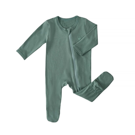 REDARER Baby Footed Romper, Soft Long Sleeve Zip-Up Solid Color Playsuit for Newborn & Toddler,1-3 Months