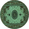 thumbnail image 1 of Ahgly Company Indoor Round Medallion Turquoise Blue Traditional Area Rugs, 3' Round, 1 of 4