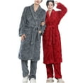 thumbnail image 6 of Fanxing White Plush Robes for Women, Premium Fleece Jacquard Warm Bathrobes Winter Knee Length Sherpa Spa Shaggy Gray XL, 6 of 6