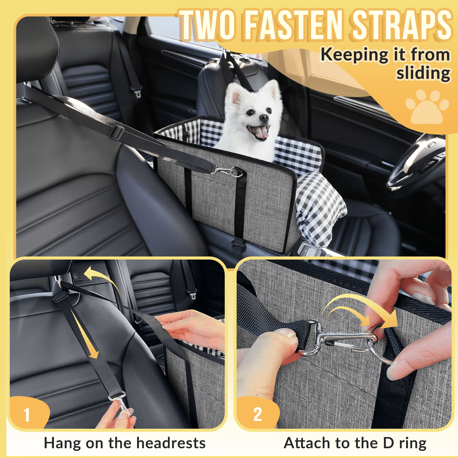 AUTOWT Console Dog Car Seat, Booster Seat with Safety Belt and Soft Cushions, Portable Carrier for Dogs up to 11lbs