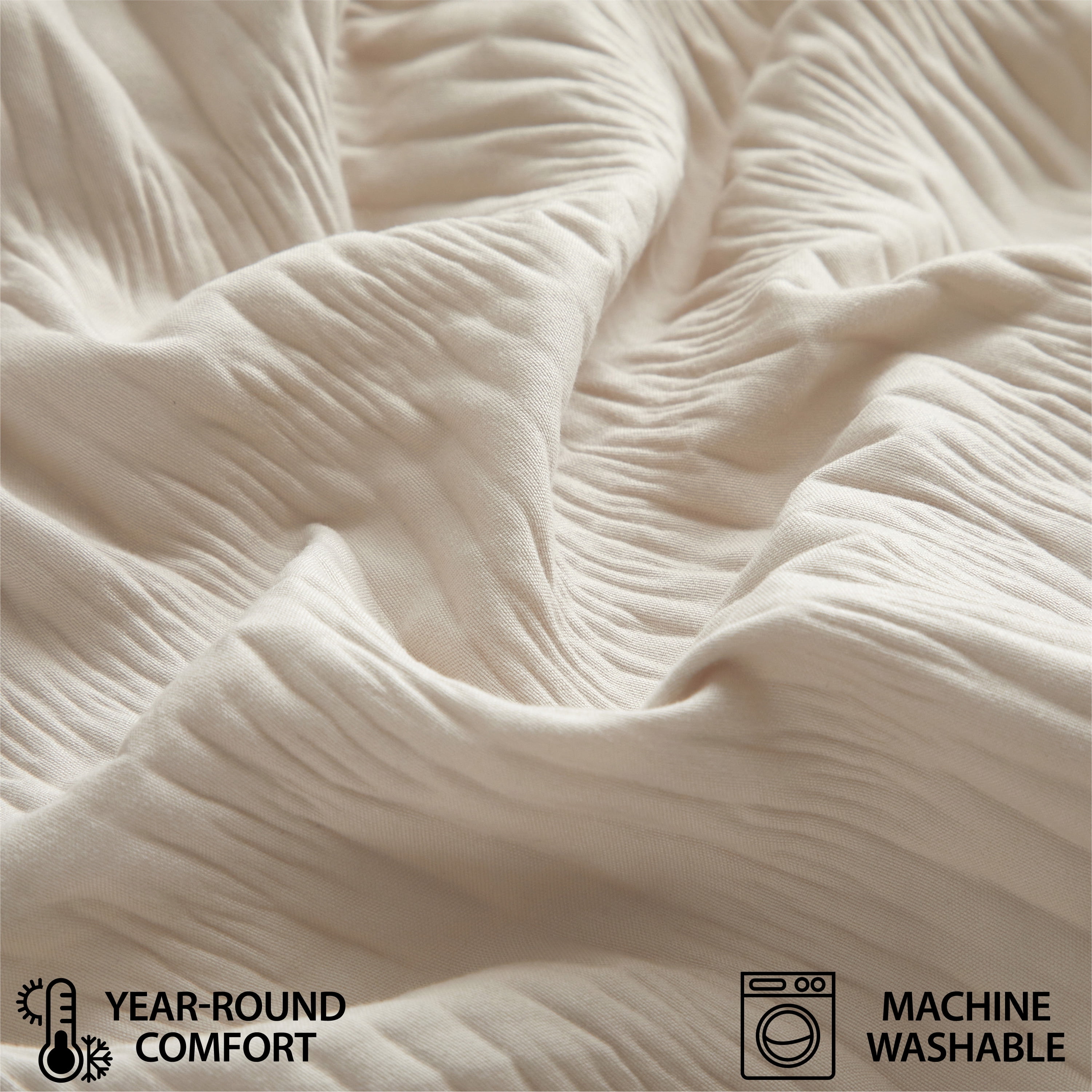 Style House Tan Crinkle Comforter for Teens Adults Seniors, Twin