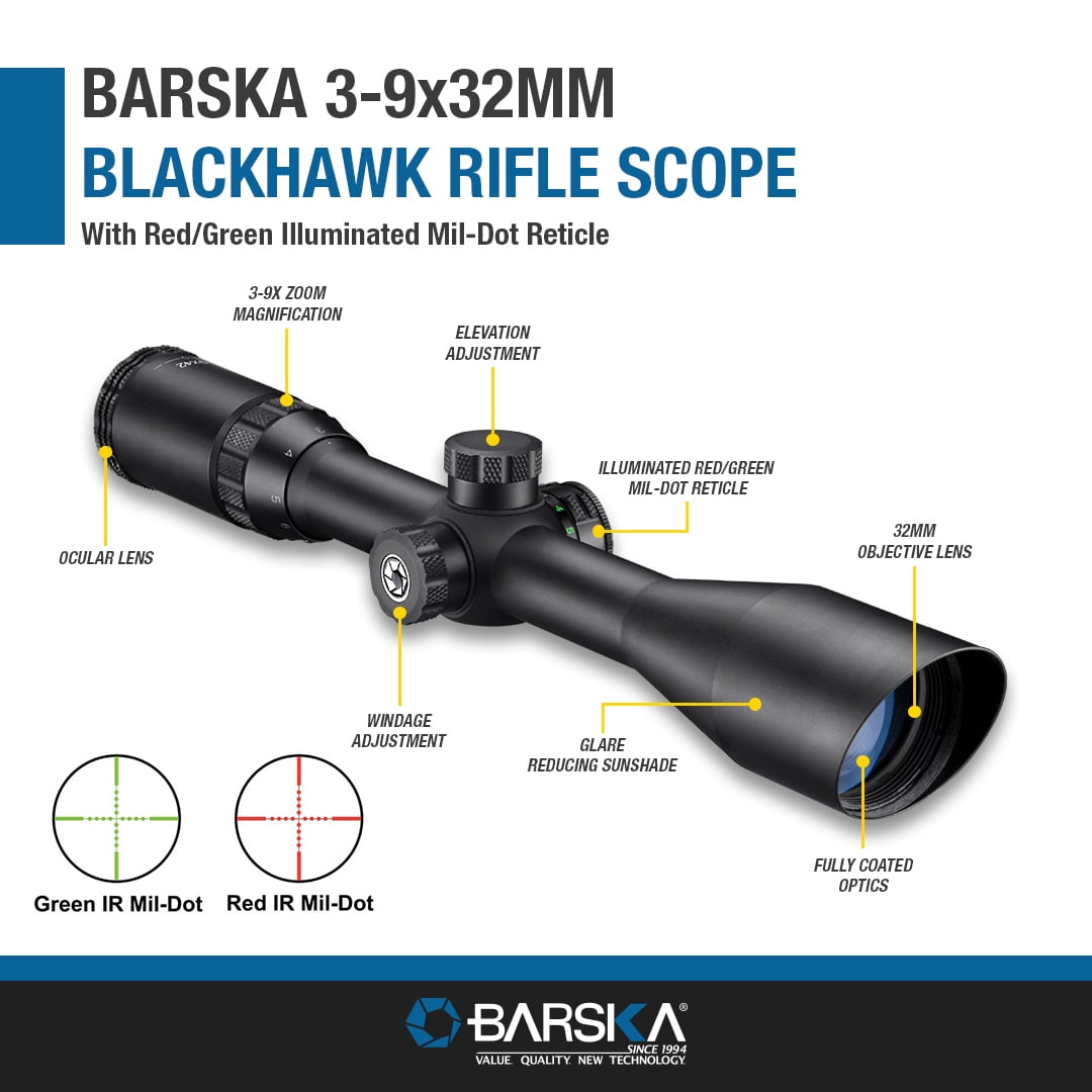 Barska 3-9X32mm Blackhawk Riflescope with Illuminated Mil Dot Reticle