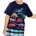 thumbnail image 2 of Youmylove Trendy Boys Shirts Toddler Boys Short Sleeved T Shirt Dinosaur Print Summer Graphic Tee Top Clothes For Kids Comfort Athletic Tops For 4 Years, 2 of 8