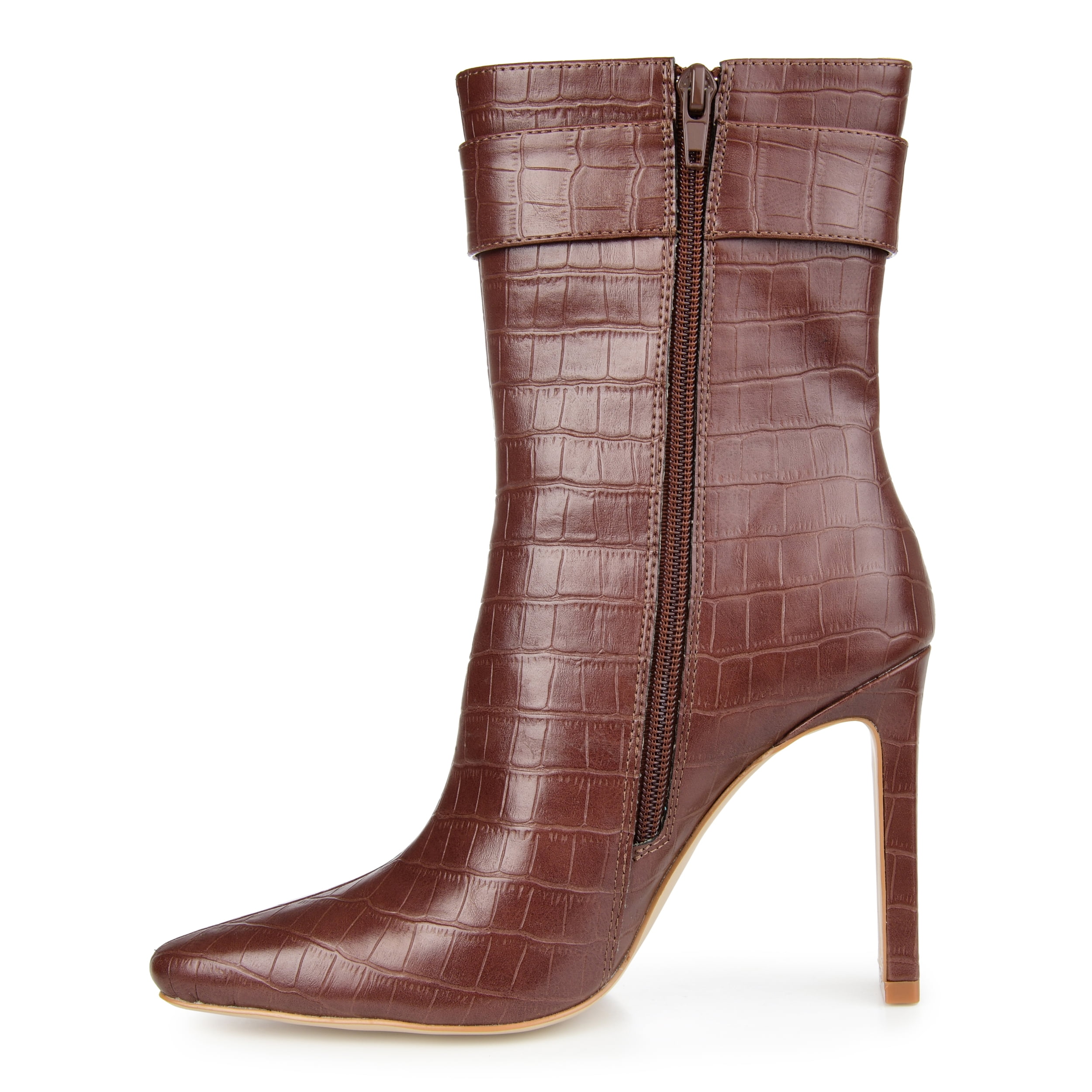Journee Womens Elanie Inside Zip Block Heel Booties