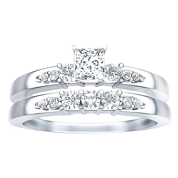 1.50 Carat Classic Moissanite Bridal Set Sterling Silver with 18k Gold Plating