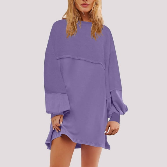 WJHWSX Womens Dresses,Dresses for Women,Womens Fall Dresses,Long Sleeve,Crew Neck,Breathable,Solid,S(US:4-6)