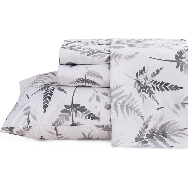 Floral Printed Sheet Set King Soft Microfiber Botanical Bed Sheets Extra Deep Pocket Pieces