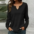 thumbnail image 2 of Long Sleeve Shirts for Women Fashion Casual Long Sleeve Solid Color V Neck Tops - Print Cotton Blend Loose Fit Tunic Style Shirts for Women Womens Blouses, 2 of 6
