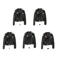 thumbnail image 2 of Floral Print Embroidery Soft Jacket Coat Female Zipper Motorcycle Print Embroidery Biker Sleeve Punk Outerwear Autumn Spring Clothes M, 2 of 7
