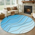 thumbnail image 3 of 8ft Washable Large Round Rug, Blue Ombre Non-Slip Circle Area Rug for Living Room Dining Room, Abstract Sea Water Indoor Floor Mat for Home Decor, 3 of 9